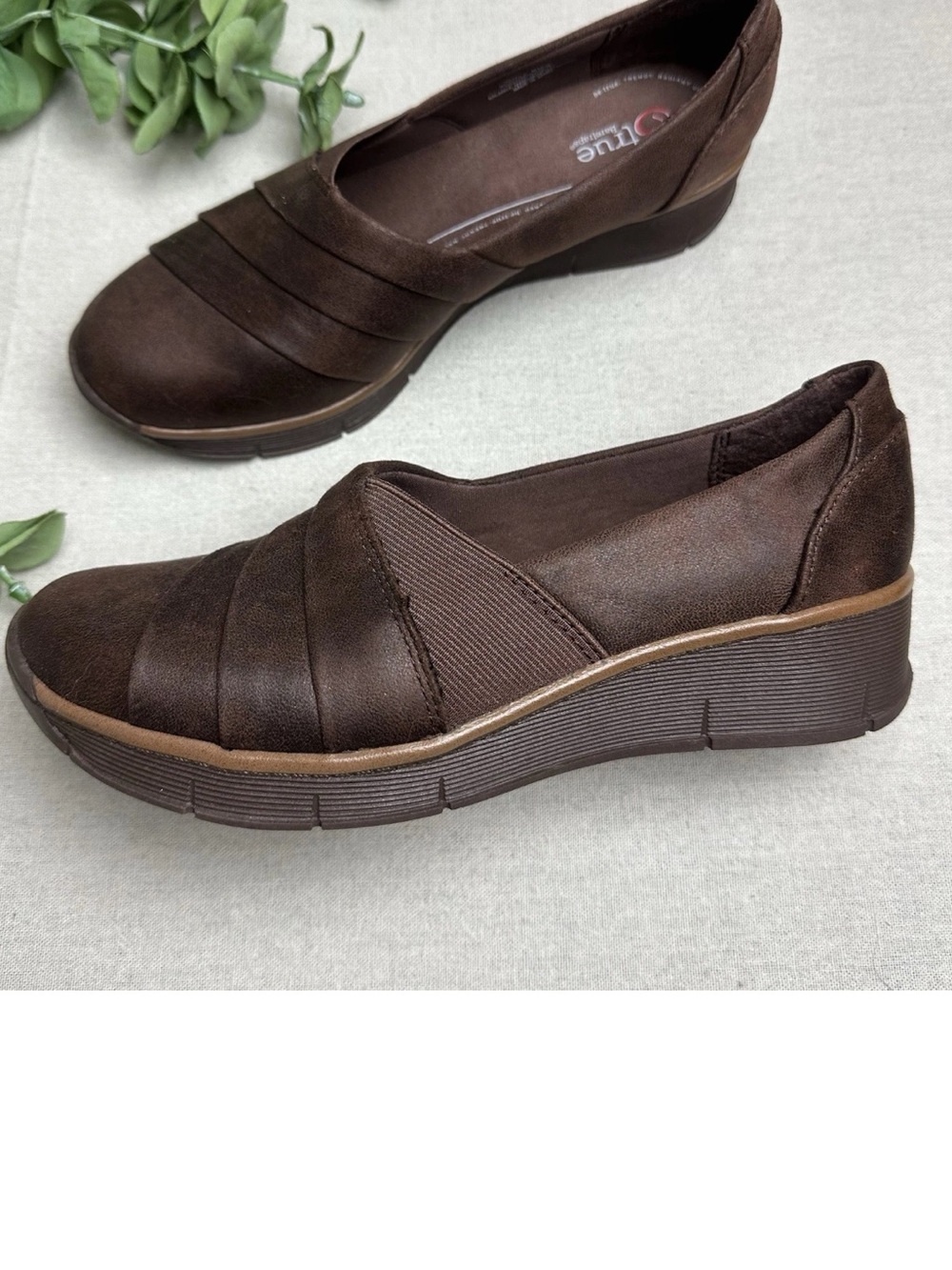Baretraps Gisela Wedge Heel Slip On Shoe Brown Comfort Loafer